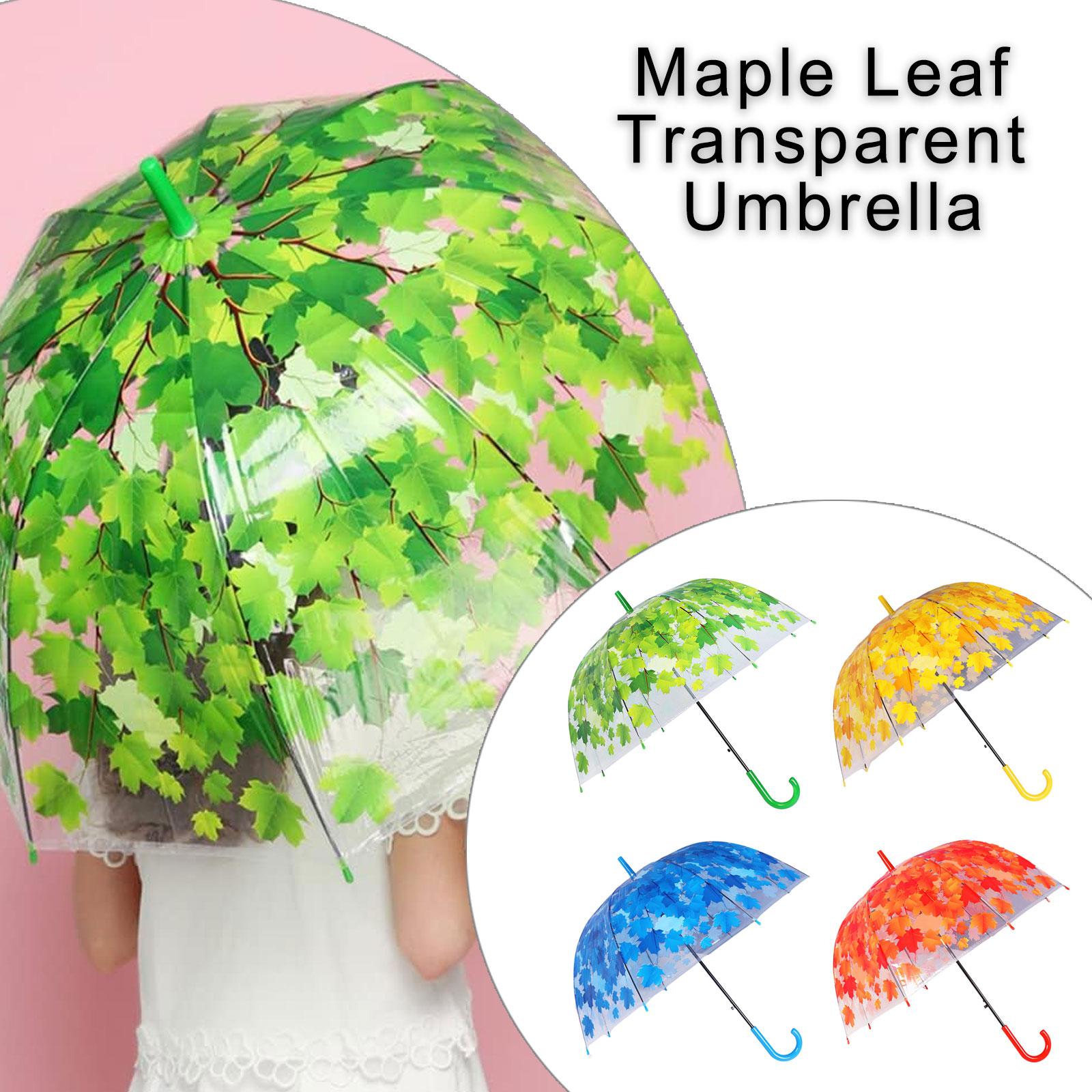 

Зонт-палка с узором из листьев, прозрачный купольный зонт, автоматический прозрачный зонт, ветрозащитный зонт, прозрачный купольный навес L красный