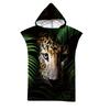 Telo da Spiaggia con Cappuccio Stampa Tigre Animale Selvatico per Adulti Asciugatura Rapida Poncho Piscina Asciugamano da Bagno con Mantello Accappatoio Fitness