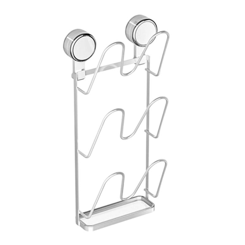 Easy Installation Suction Cup Cookware Lid Rack Wall Mounted Kitchen Storage Rack For Pots Pans Cutting Boards