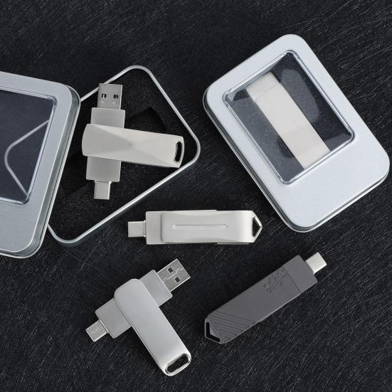 512 GB 2 em 1 OTG USB Flash Drive USB 2 USB-C Thumb Drive Metal USB Disk Flash Stick