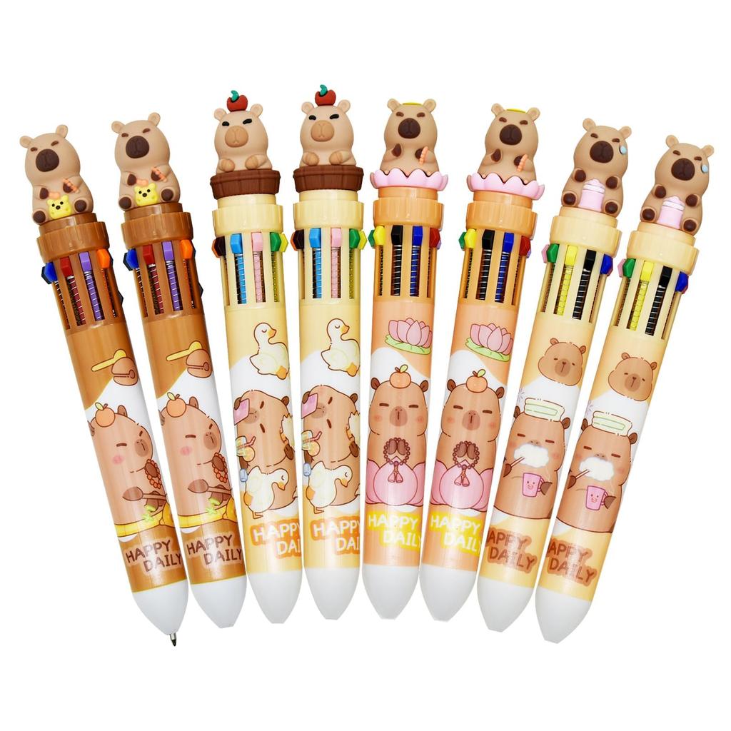 Maydahui Cute Ballpoint Pen Set of Stylish Capybara and Water Pig Cute Gift for Kids and Students 10-Color 12, 0.7mm, Designs, Multicolor,