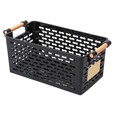 Plastic Storage Basket Multifunctional Portable Hollow Desktop Storage Baskets with Handle for