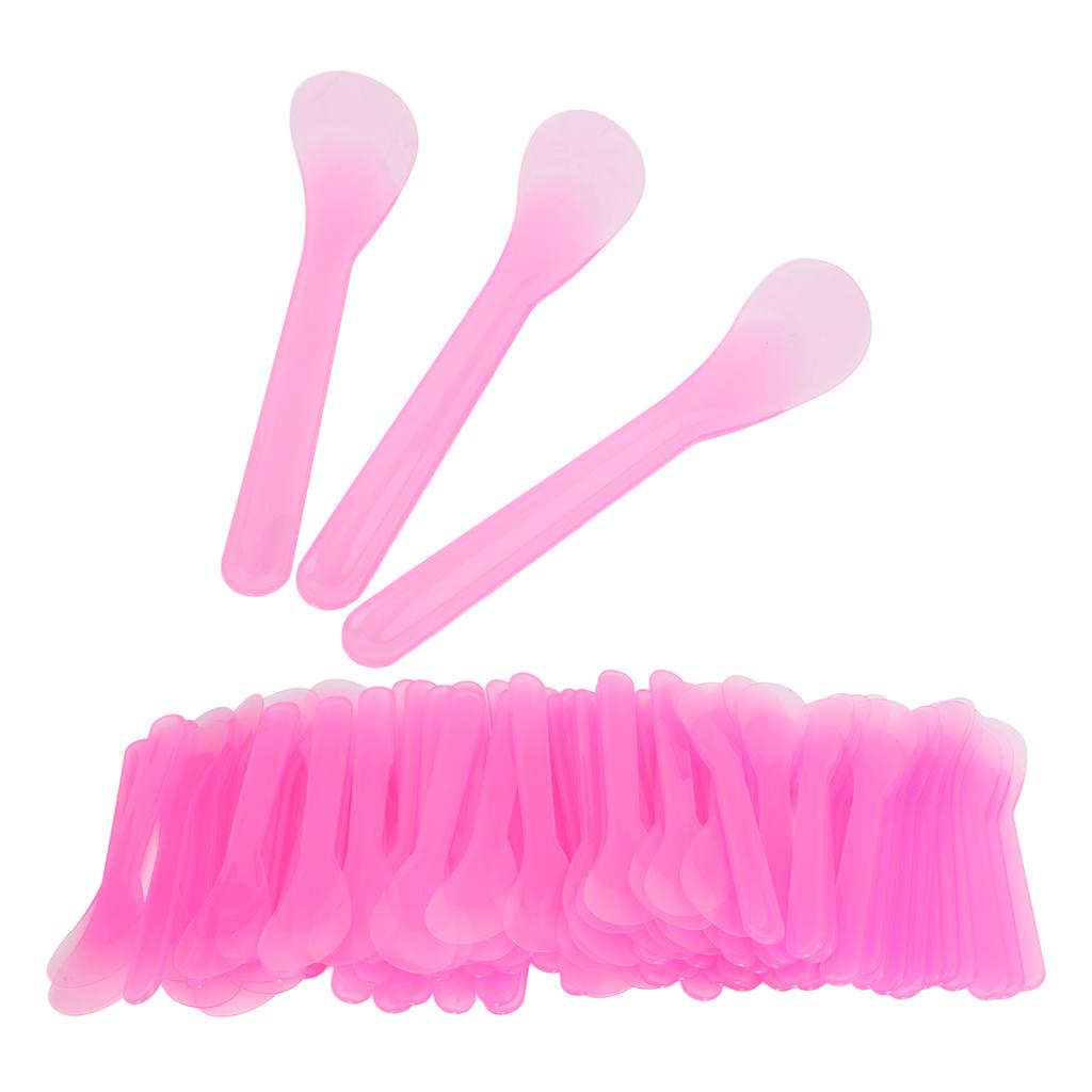 100pcs Cosmetic Apply Spatula Disposable Makeup Face Mud Mask Mixing Spoon Pink Translucency