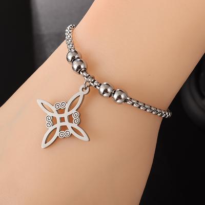 Witch Knot Charm Bracelet Women Stainless Steel Box Chain Irish Celtic Knot Amulet Jewelry Gift for Her