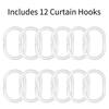Heart-Patterned Shower Curtain With 12 Hooks, Polyester Fabric, Machine Washable, Suitable For Bathroom Dcor.