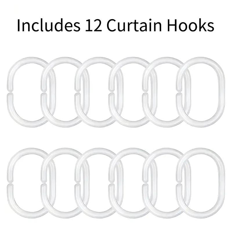 Heart-Patterned Shower Curtain With 12 Hooks, Polyester Fabric, Machine Washable, Suitable For Bathroom Dcor.