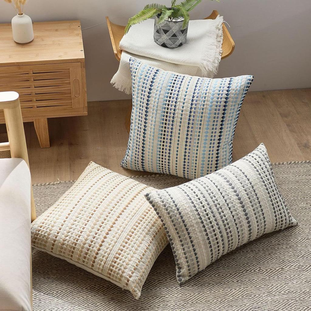 Federa Cuscino a Pois Intrecciata Copricuscino Decorativo per Divano Soggiorno Morbido Tessile per la Casa Elegante Accessorio per Divano