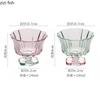 Creative Glass Flower Shaped Cup High Footed Yogurt Cup Dessert Cup Milk Beverage Cups Juice Cups Household Cute Water Cups