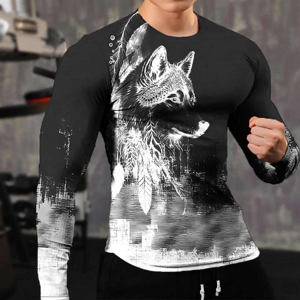 

Cotton Animal T Shirt Mens Fall Clothing Eagle Graphic Apparel Streetwear Oversized Long Sleeve Tops For Male Shirt Tee 5XL
