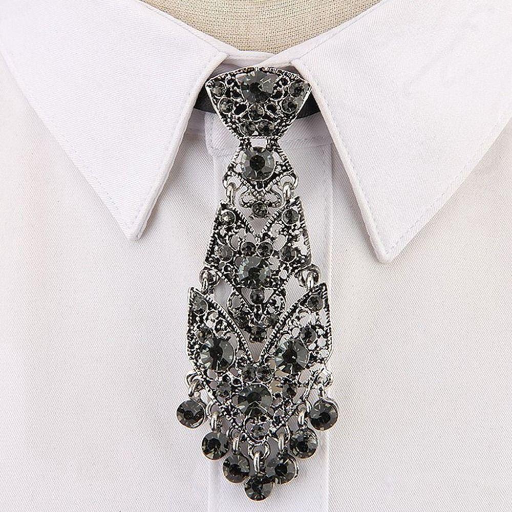 Style Suit Accessories Men Ties Metal Rhinestone Necktie Formal Business Ties Women Necktie