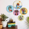 Metal  Wall Plates | Home Decoration | Worli Art Design | Living Room Wall Decoration | Décor Items | Gift Items (Multicolour) (Set of 5)