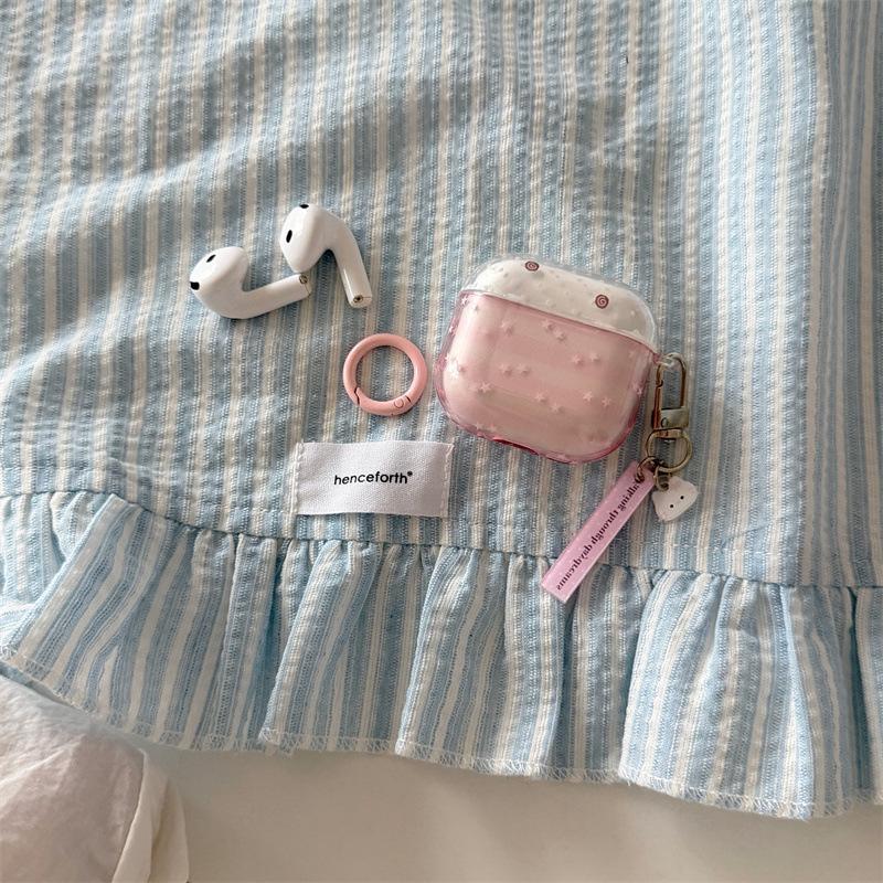 Japan and South Korea Ins Girl Pink Striped Stars for AirPods 1 /pro1 Earphone Protective Case Cover Two or Three Generations of New Models