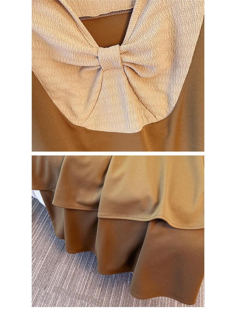 Plus Size Women's French Style Two-Piece Slimming Dress for Spring/Autumn