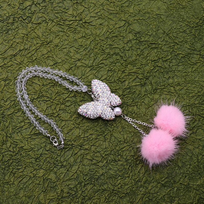 

Car Rearview Luxurious Mirror Hanging Pendant Butterfly Shape Crystal Decoration StyleB