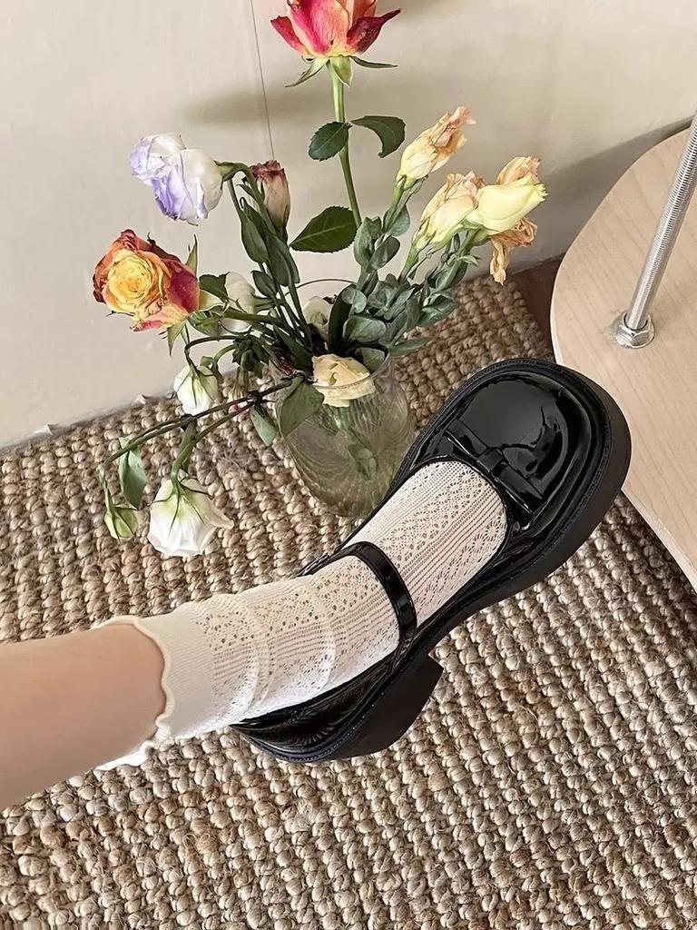 Fashion Gothic Block Heel Chunky Heels with Bow Women's Shoes Ladies Pumps Mary Jane Japanese Style Lolita Round Toe Medium Y2k Footwear