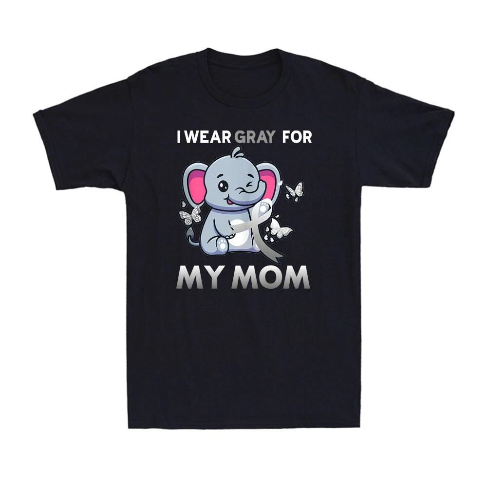 I Wear Gray For My Mom - Brain Cancer Awareness Neurologists Gift Men s T-Shirt L