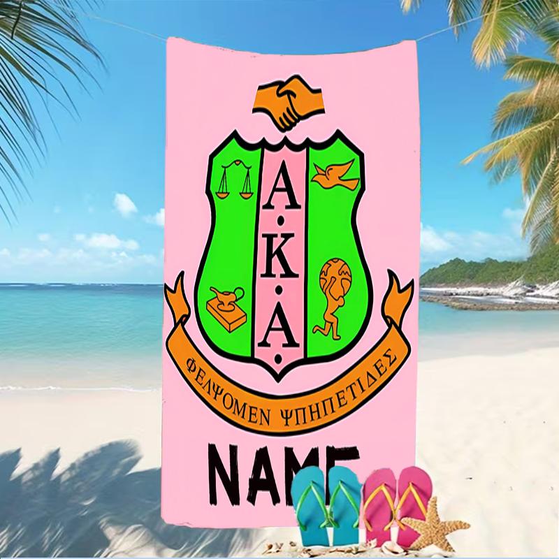 Customizable personalized beach towels Alpha Kappa Alpha logo themed designs.Suitable for the beach, yoga, sports;ideal as beach accessories