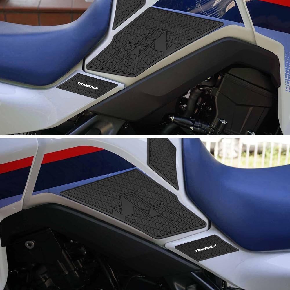 Motorcycle Side Tank Pads, Tank Pad Protective Decals, Gas Knee Pads, Traction Pads for XL750 Transalp 2025 2024 2023, Black [Parallel Import]