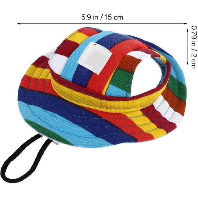 

WINOMO Круглая кепка для питомца с полями, полосатая, сетчатая, пористая, солнцезащитная кепка для маленьких собак с отверстиями для ушей (Размер S Диаметр:15СМ/5,9 дюйма Голова