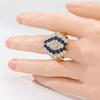 Dazzling Inlaid White Blue CZ Women's Ring Exquisite Gold Color Geometry Daily Wear Party Jewelry Anniversary Gift