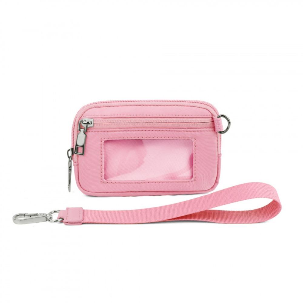 

Hot Clear ID Window Wristlet Wallets Portable Lightweight Wrist Bag Multicolor Zip Closure Zipper Coin Purse Woman розовый