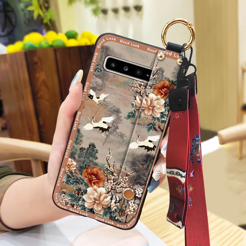Silicone Chinese style Phone Case For Samsung Galaxy S10 5G/SM-G977N Waterproof Back Cover Lanyard Soft case Durable