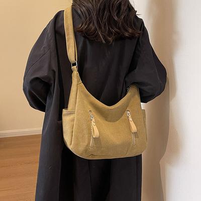 Retro Simple Canvas Bag 2025 New Casual Large-capacity Shoulder Bag Student Class Messenger Bag