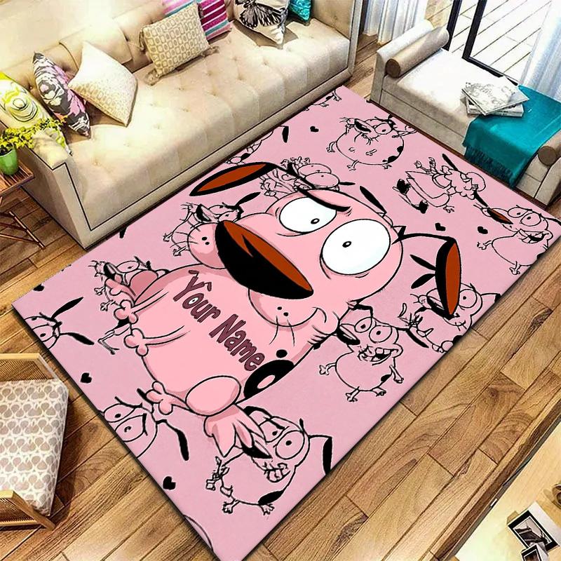 Pink Bunny Galaxy Custom Name Carpet Rug For Living Room Bedroom Home Sofa Decoration Kids Play Nonslip Floor Mat