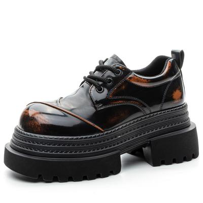 Innere Höheneinlage 10 cm Dicke Plateausohle Muffin Großer Kopf Leder Feder Beliebt Retro Lässige Sneaker Damen Plateau Schuhe