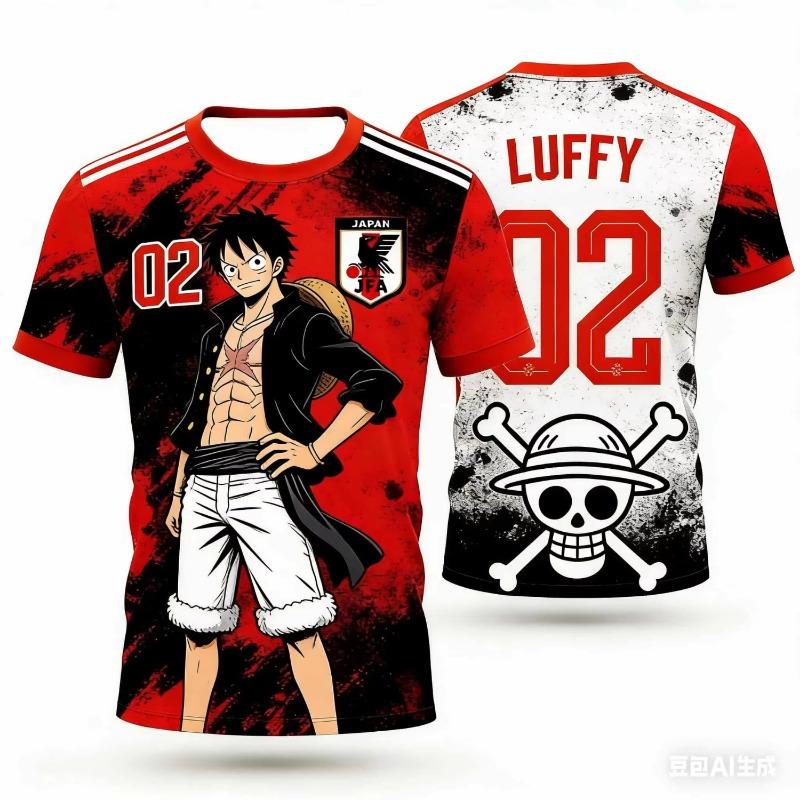 Summer Japan One Piece Luffy Football Jersey Men T-shirt Football Special Jersey Adult Men's Qu