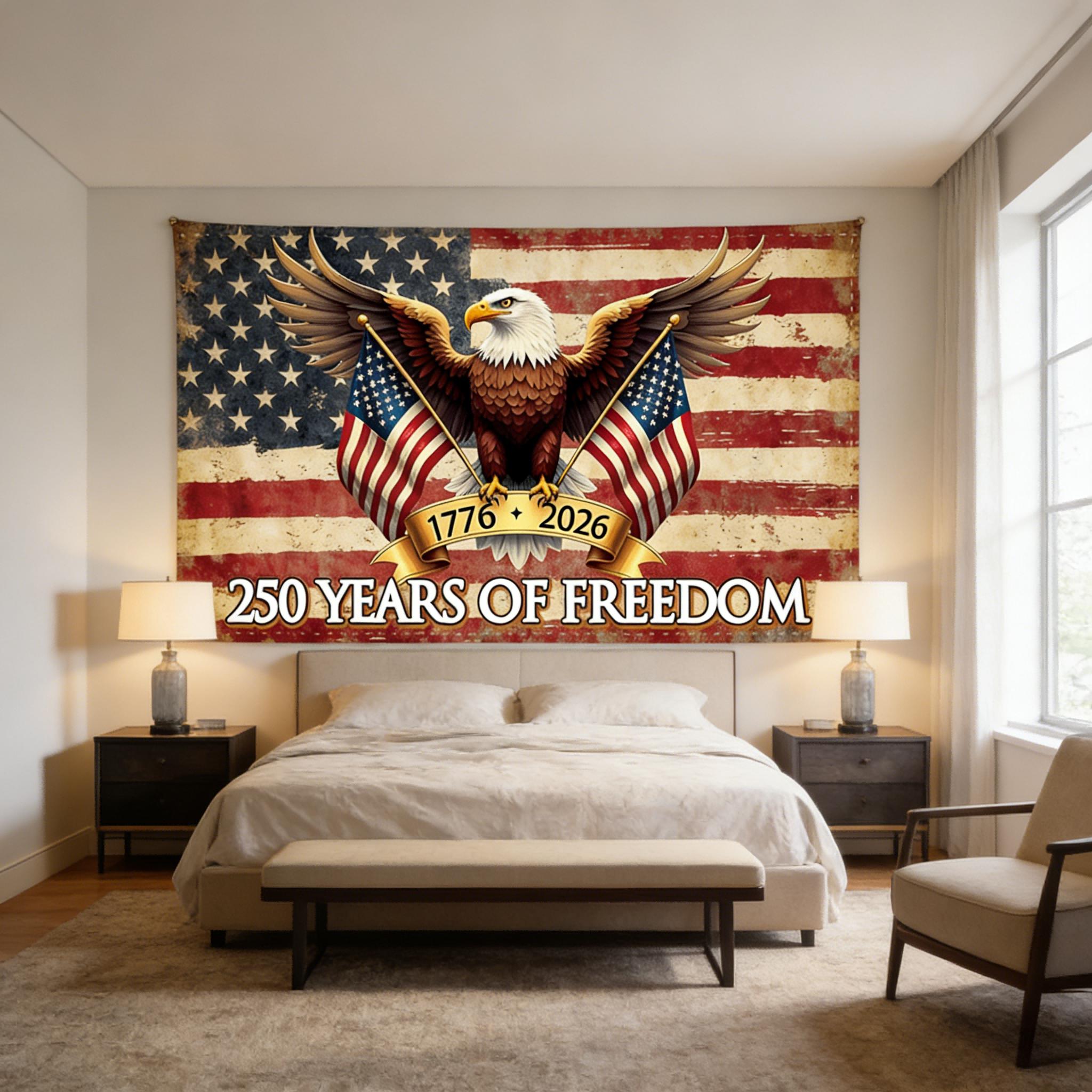 

1pc American 250th Anniversary 2D Flat Banner No Power Needed Dorm Bedroom Commemorative Wall Decor 74x94cm(29x37in)