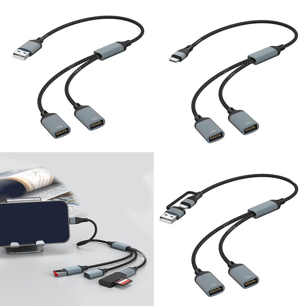 USB C Male To Two USB Female Splitter, Hubs For Laptop Tablet Telephone Gaming Consoles Devices Charging & Data Transfer