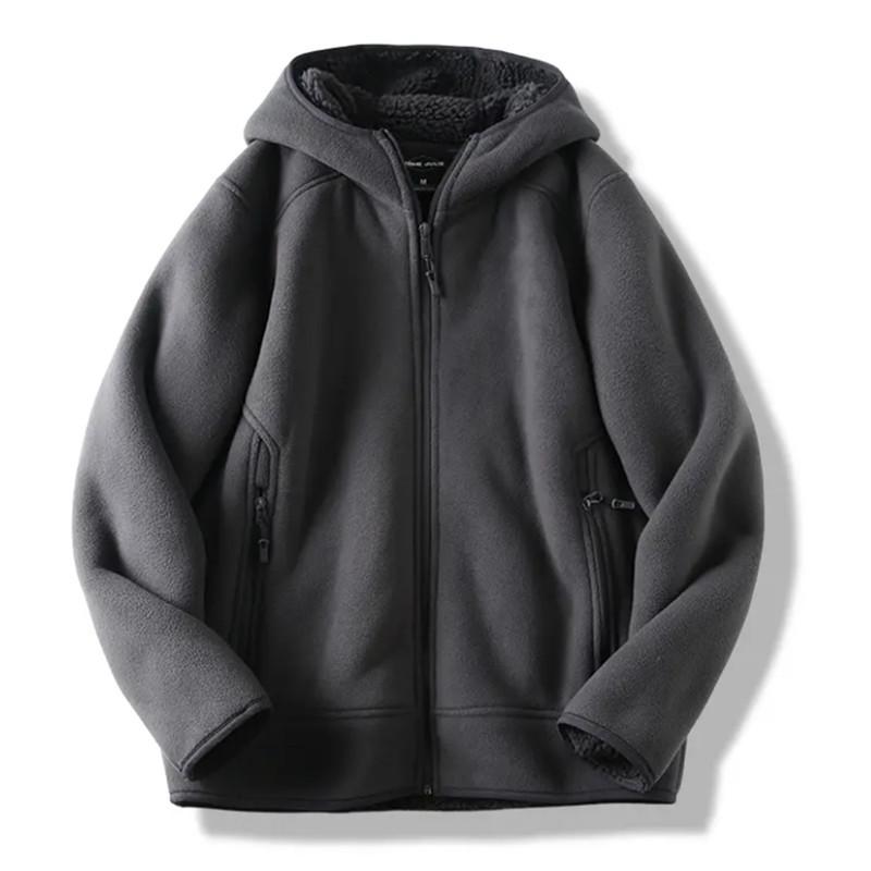 

Unisex INS Style Thick Warm Hooded Polar Fleece Jacket for Autumn/Winter L зелёный