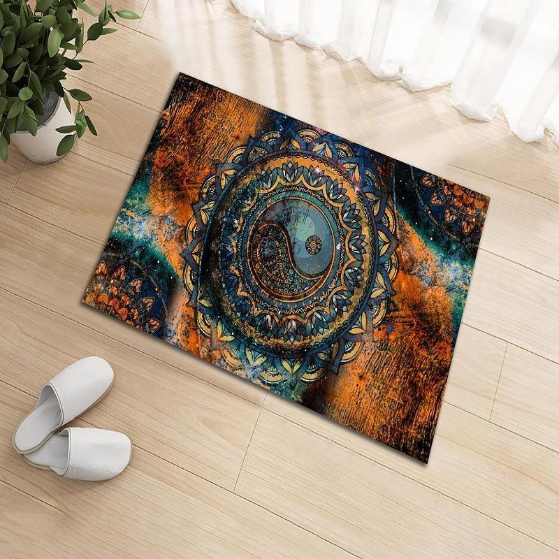 

Skeleton and Bear Print Flannel Doormat Extra Thick Non-Slip Entrance Rug for Home Decor Living Room Doorway Indoor Outdoor Use 40X60CM