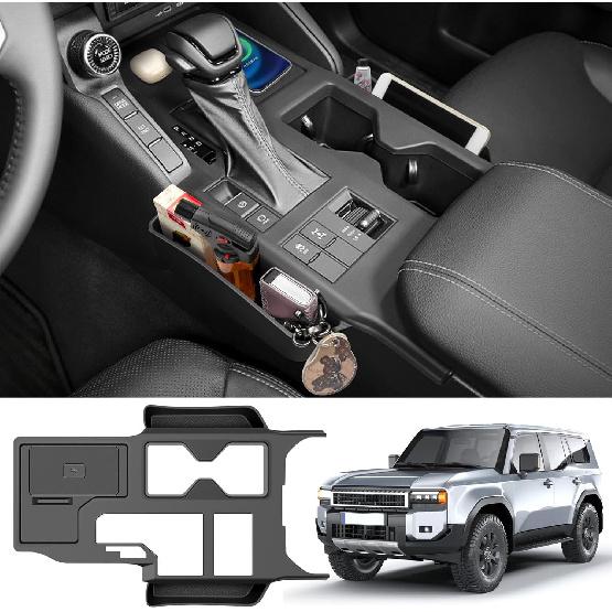 Black Center Console Cover Compatible With 2024 2025 Toyota Land Cruiser First Edition 250/Prado/LC250 Seat Gap Storage Box Center Console Organizer