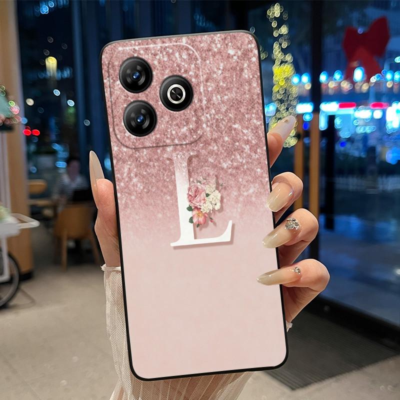Fashion Letter With Flower Couple Case For ZTE Blade V60 4G/Axon 60 4G/Nubia V60 Soft Silicone Black Case Anti-scratch Shell
