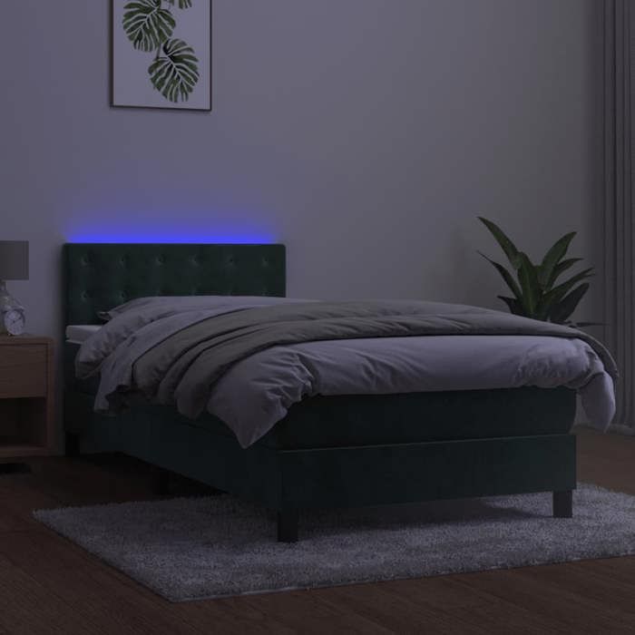 Maison Exclusive - Sommier à lattes de lit avec matelas et LED Vert foncé 90x200cm