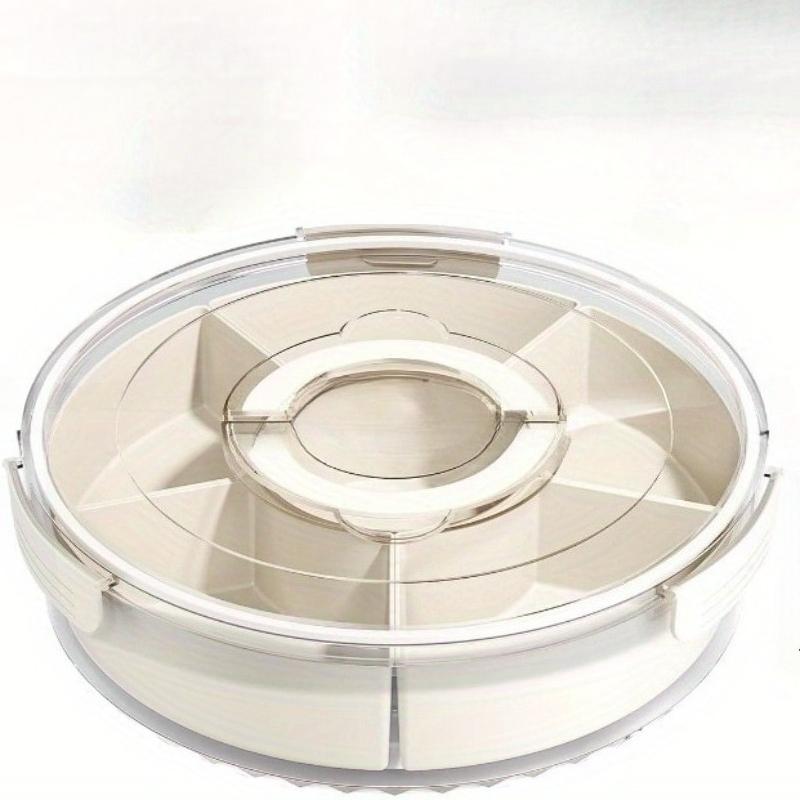 Vassoio Rotante Diviso con Coperchio e Manico, Scatola Portatile per Snack Frutta Snack Verdure Salumi, Spinner Trasparente per Snack