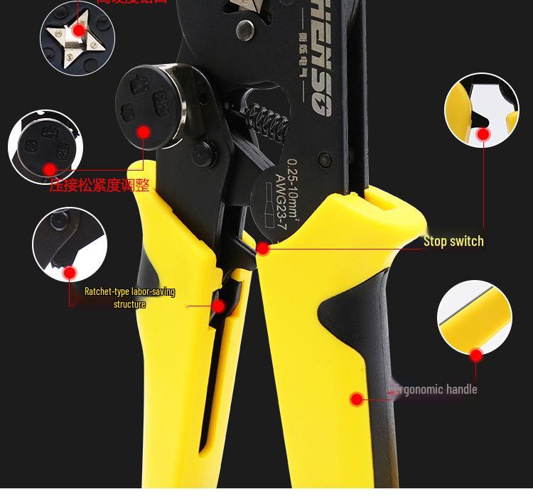 HSC8 6-4 Tubular Terminal Crimping Pliers - Sleeve Type, Manual Crimping Tool