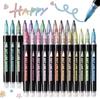 12-48 Farben Doppellinien-Umriss-Metallic-Highlighter Stifte – Magische Glitzer-Zeichenmarker, Wasserbasiert & Schnelltrocknend