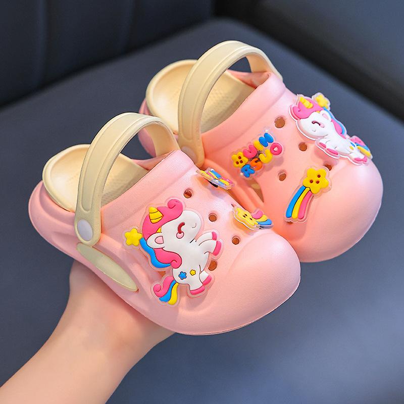 

Children s slippers for girls, summer indoor non-slip kids clogs, boys clogs, girls bathing beach shoes, baby slippers 18-19 розовый