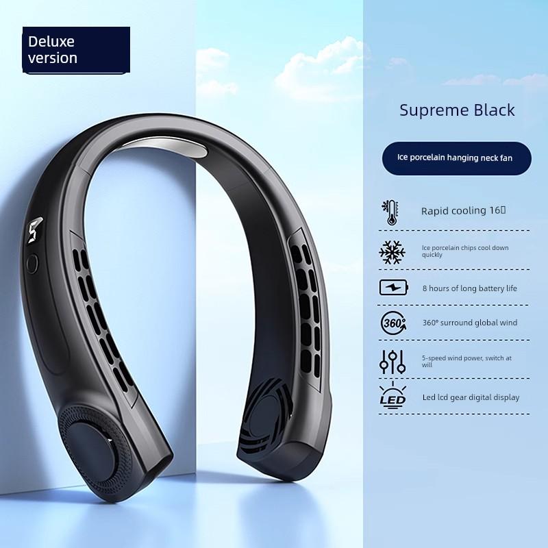 2026 New Model Neck-Hanging Fan, Portable Cooling Device, Small Personal Cooling Gadget, Neck-Hanging with Ultra-Long Battery Life, Ice Ceramic