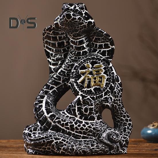 Schlangenstatue mit chinesischem Sternzeichen, kleine hölzerne Feng-Shui-Tierfigur, Schlangenskulptur zum Neujahrsfest 2025, Heim- und Bürodekor für Glück, Erfolg, Reichtum