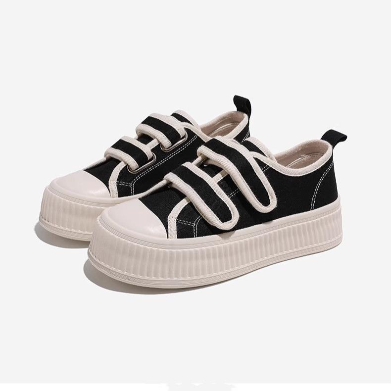 Canvas Shoes Women's 2025 New Summer Breathable One-pedal Lazy Cloth Shoes Velcro Sports and Leisure Biscuits Board Shoes