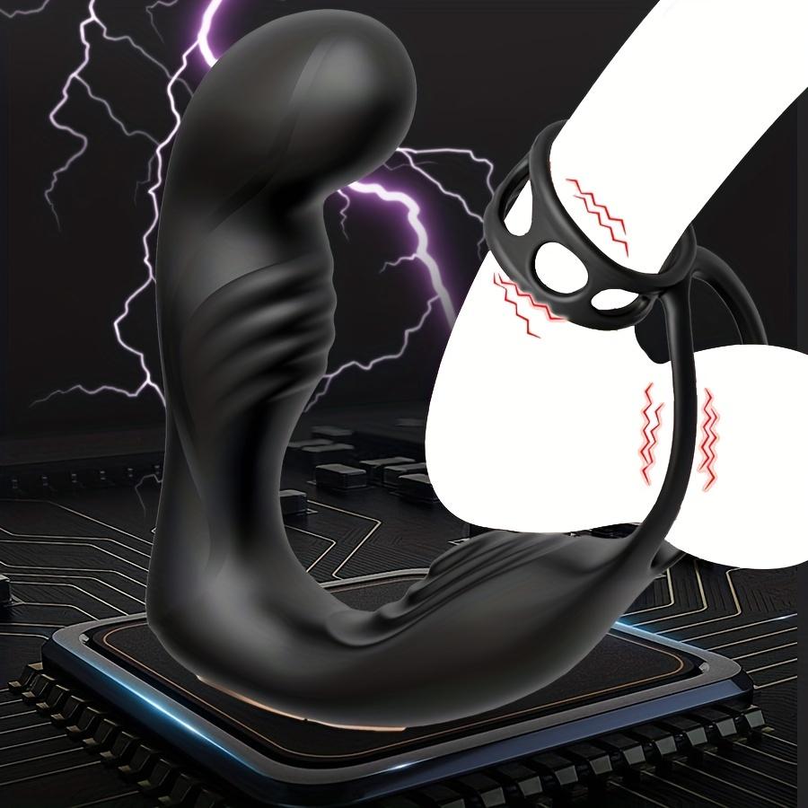 Dual motor Male Vibrator Double Ring Anal Plug Vibrator Silicone Men Prostate Stimulation Toy for Beginners Male Couple