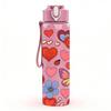 1PC Red Pink Heart Love Dense Pattern Print 750ml Color Plastic Sports Water Bottle Leakproof Flip Straw Lid Suitable for Sports Office Home Use