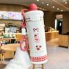High value cartoon float cup stainless steel thermos cup hot and cold outdoor portable sports straw