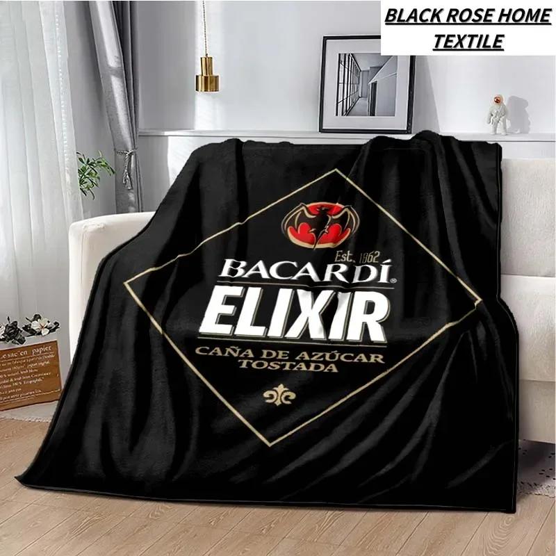 Fashionable Art Print Bacardi Rum Logo Blanket Family Bedroom Bed Sheet Outdoor Car Travel Camping Picnic Plush Sleeping Blanket