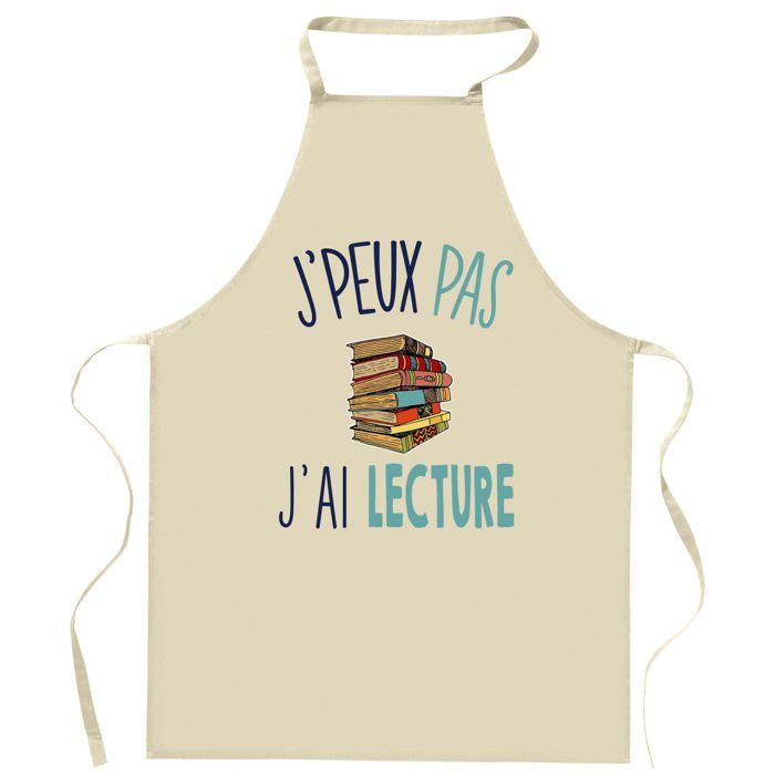 Planetee Tablier de cuisine lecture J'peux pas | Cadeau Original pour passionnés Vêtement Blouse de protection Barbecue Jardinage
