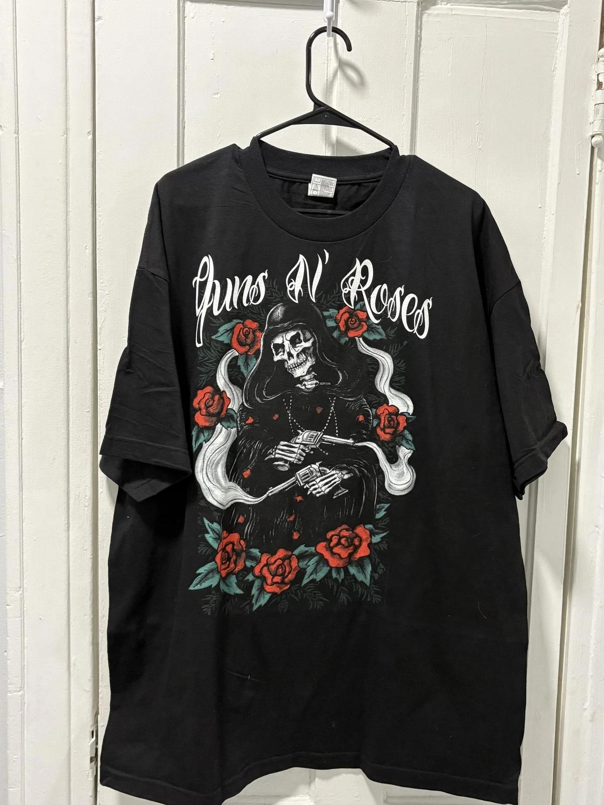 Футболка Guns N  Roses Мужская 2XL Черная Скелет Жнец Роза Группа Alstyle S